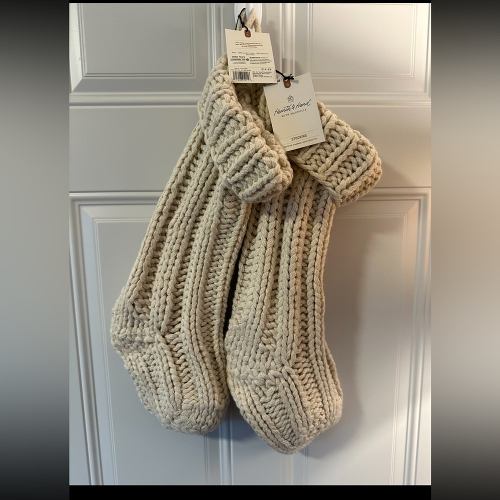 NWT Hearth & Hand with Magnolia set of 2 Chunky Rib Knit Christmas Stockings